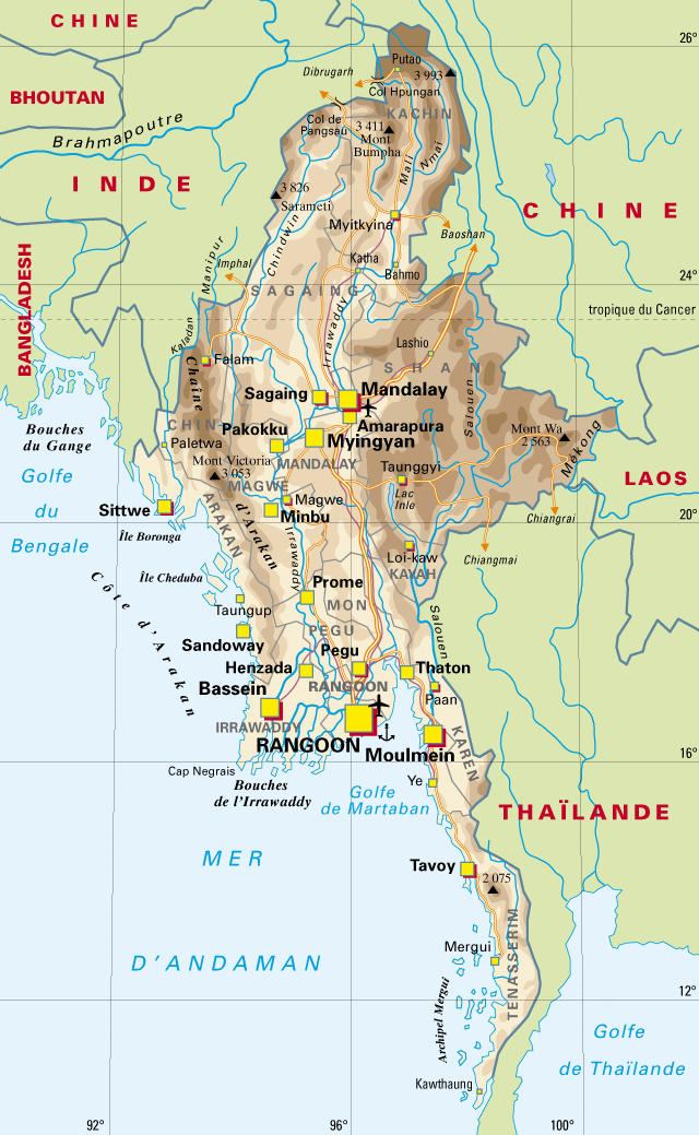carte de la birmanie