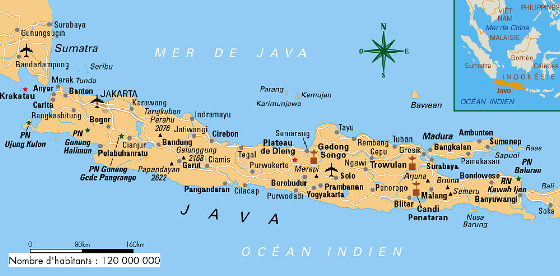 carte de Java en Indonsie