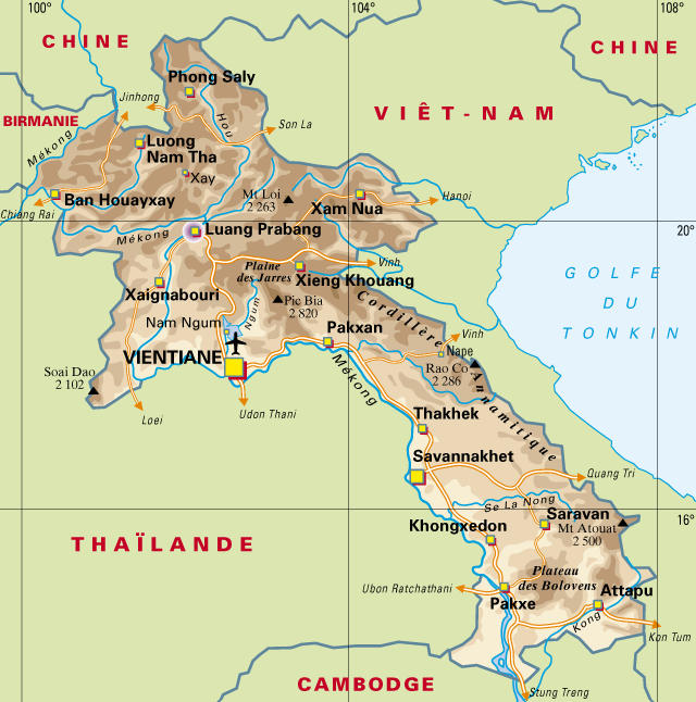 carte du Laos