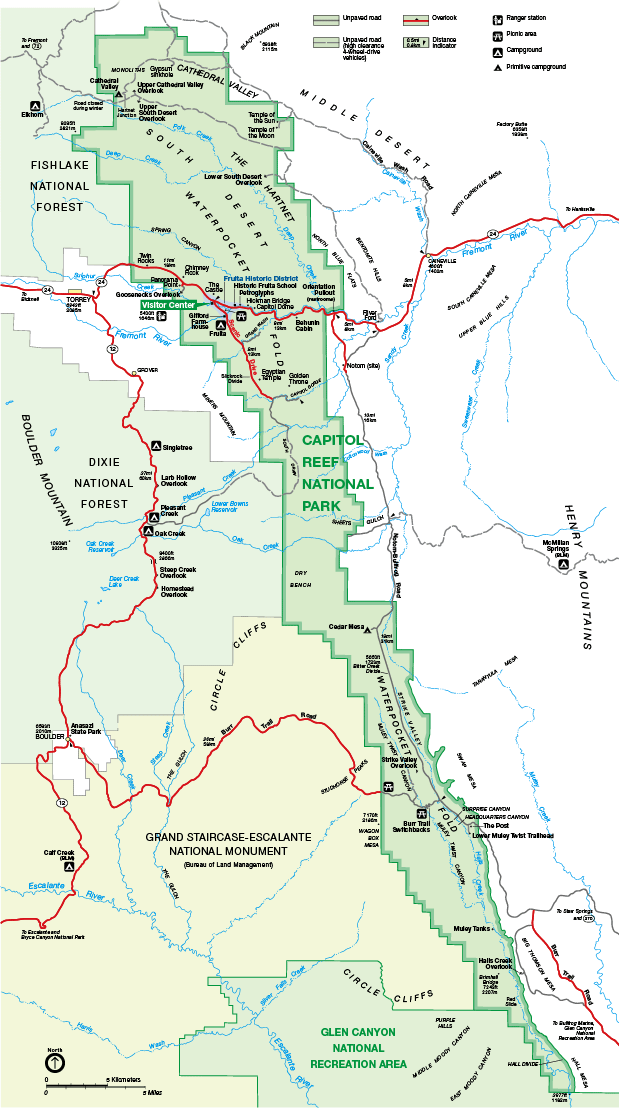 carte du Capitol Reef National Park, utah