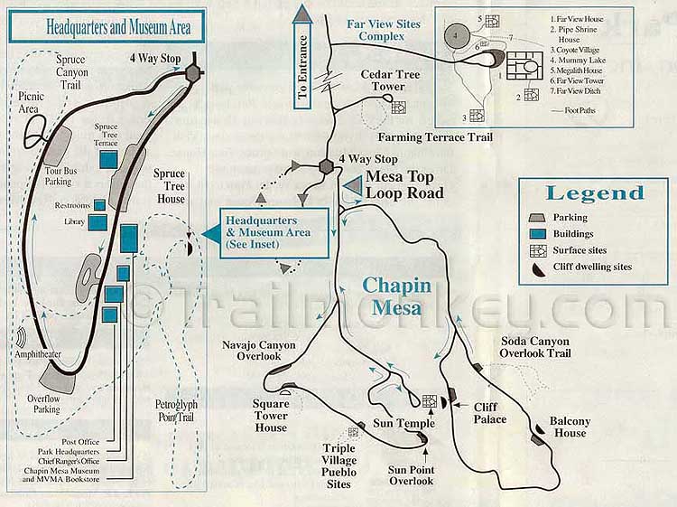 carte du mesa verde national park, colorado